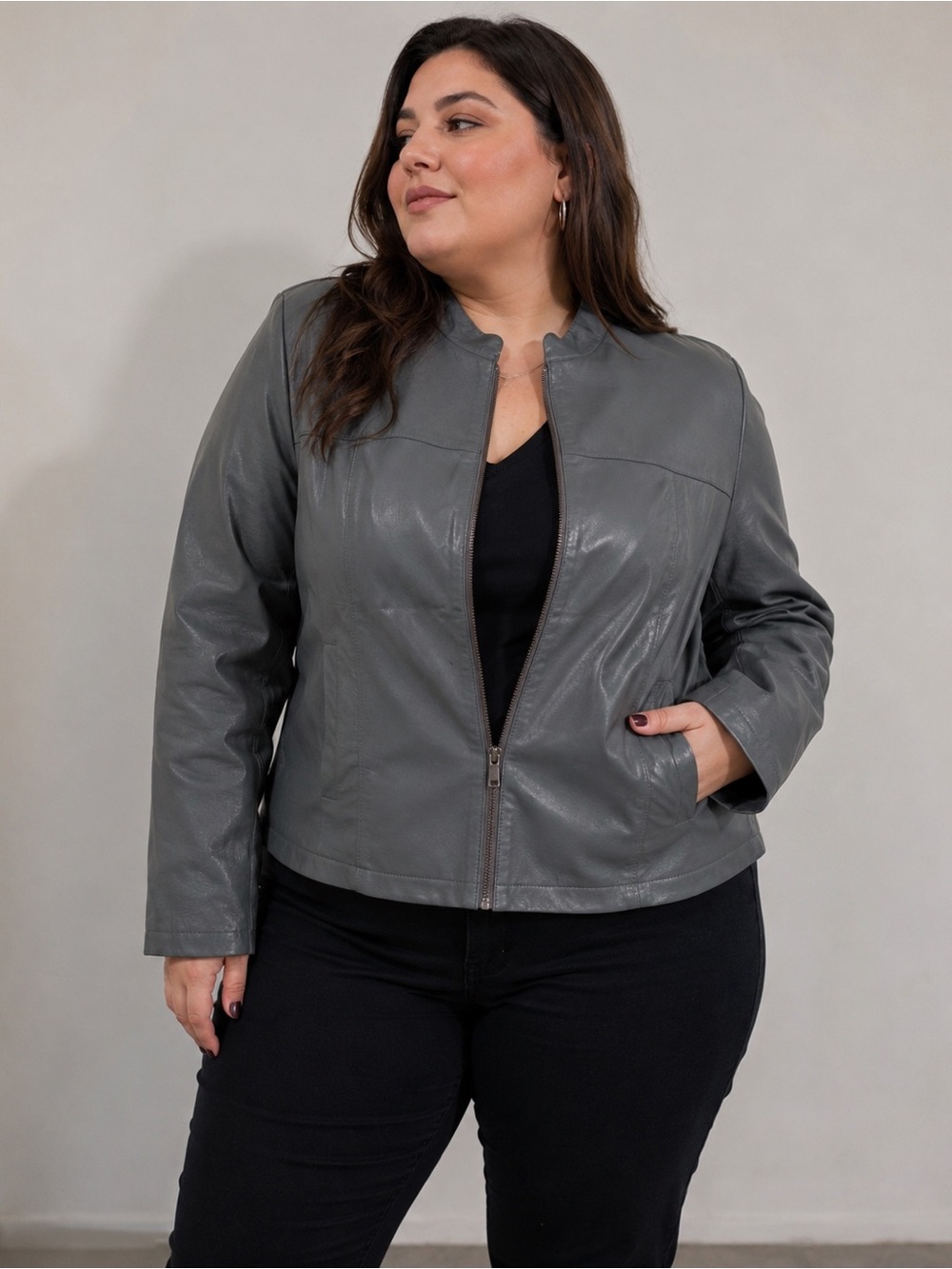 Redoute grey leather jacket size 20w / XL